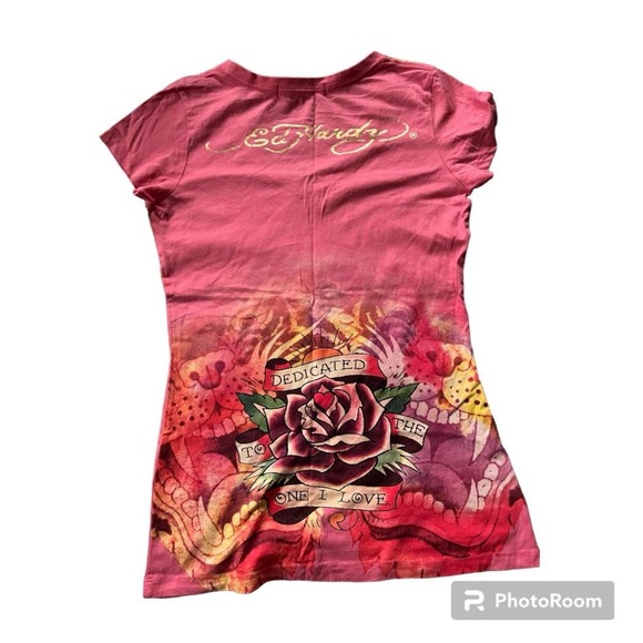vintage women’s ed hardy tee sz medium - Picture 2 of 3
